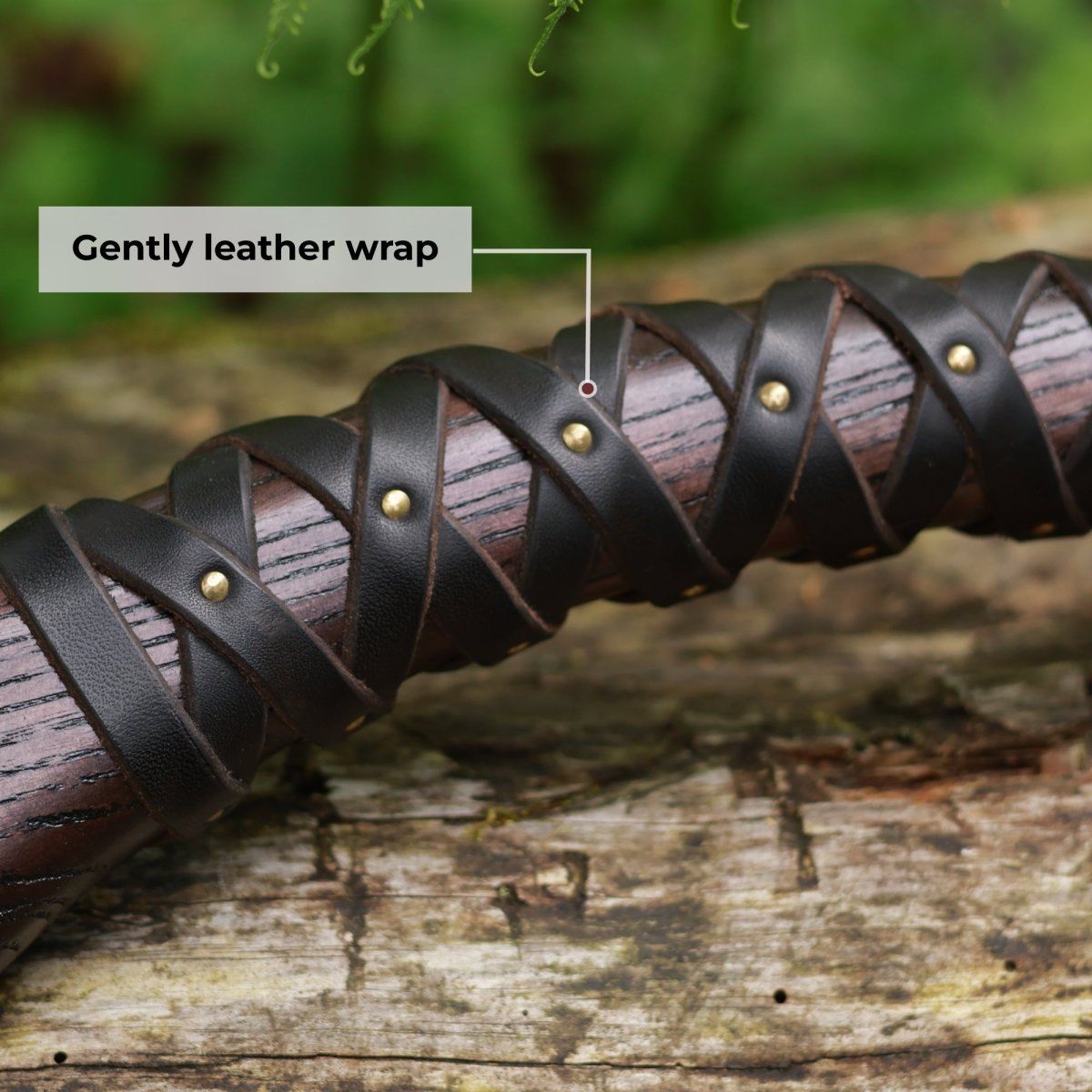 Hand-Forged Viking Hatchet with Hammered Blade and Curved Leather-Wrapped Handle (with Wooden Display Box)