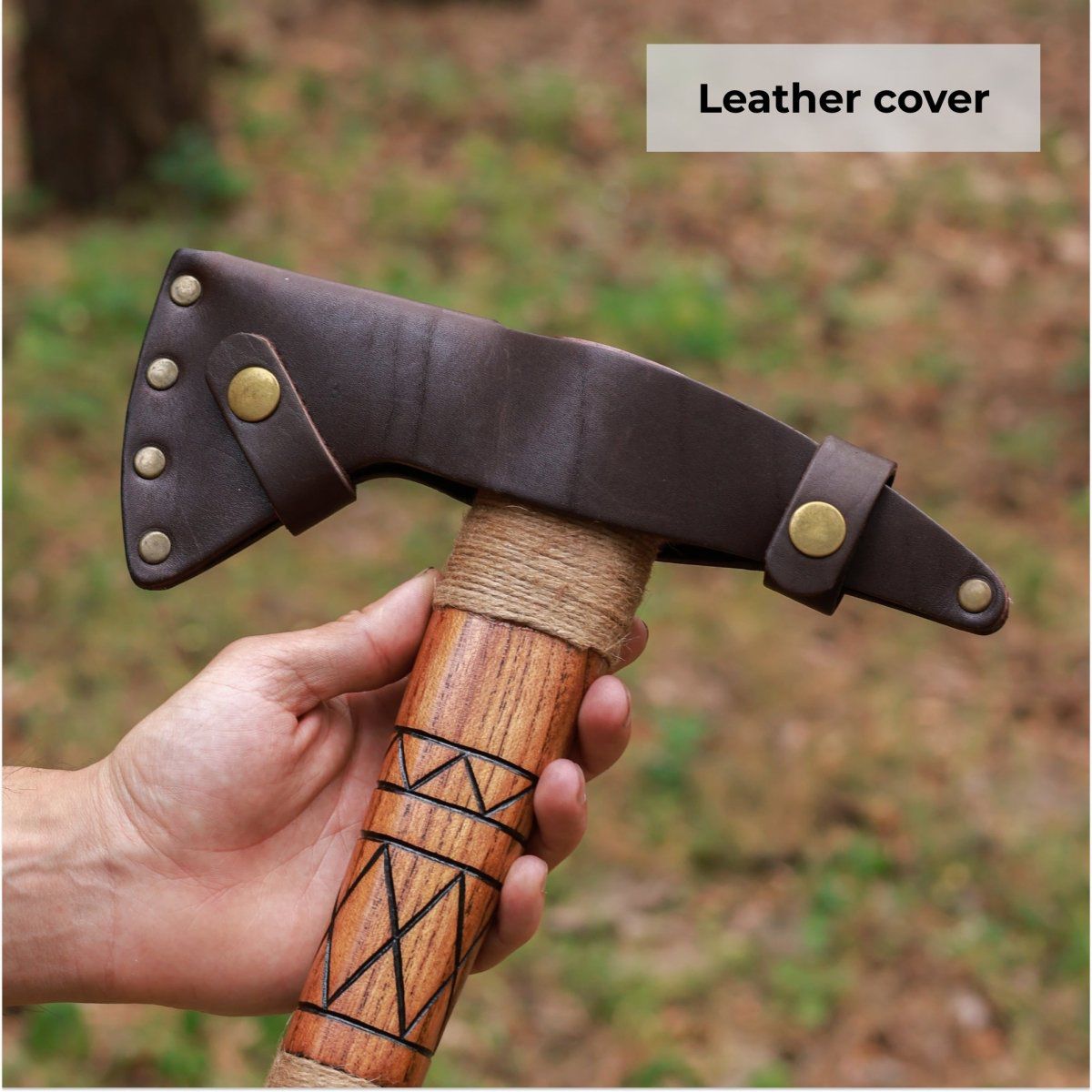 Hand-Forged Viking Battle Axe with Wrapped Handle and Carbon Steel Blade