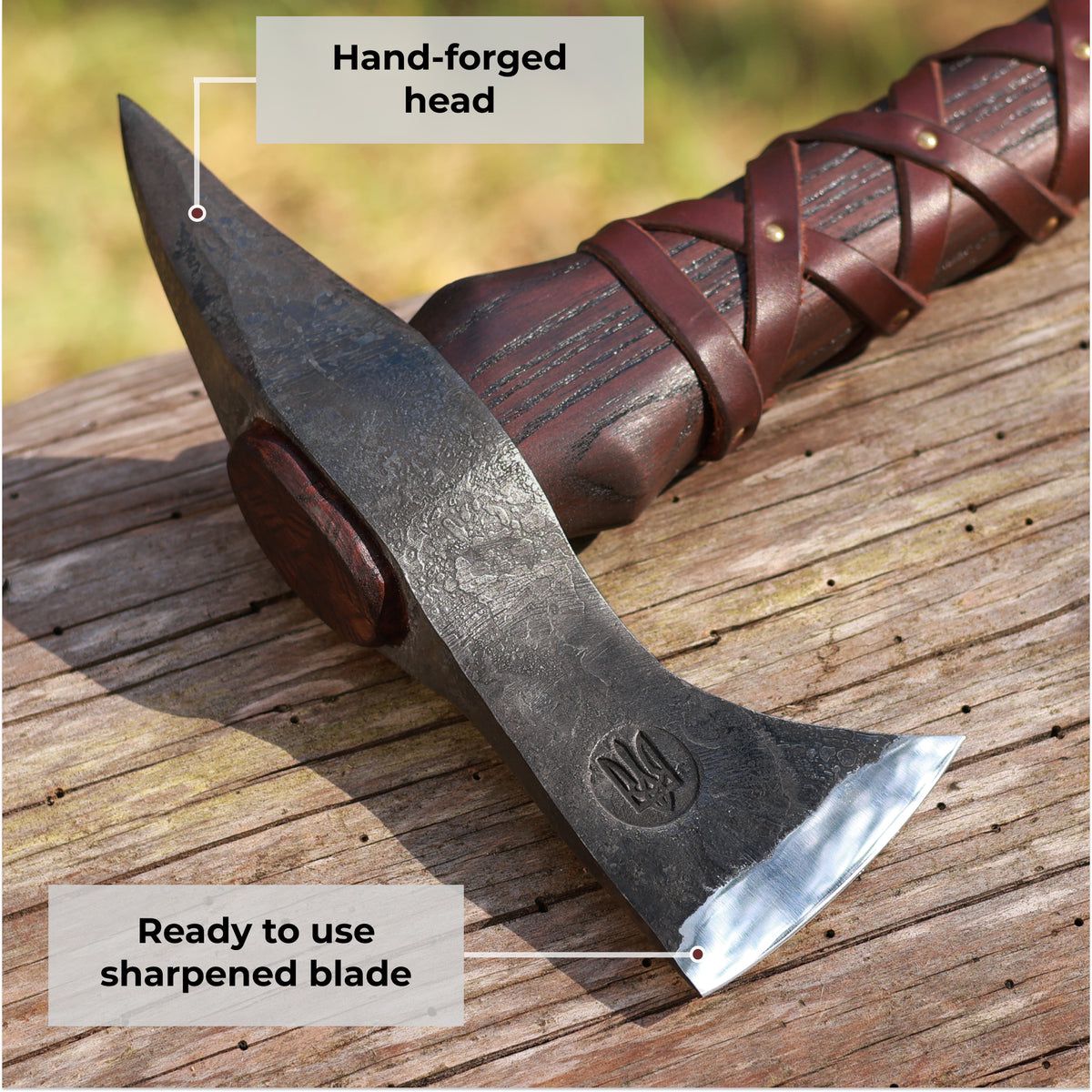Hand-Forged Viking Style Axe with Leather Wrapped Handle
