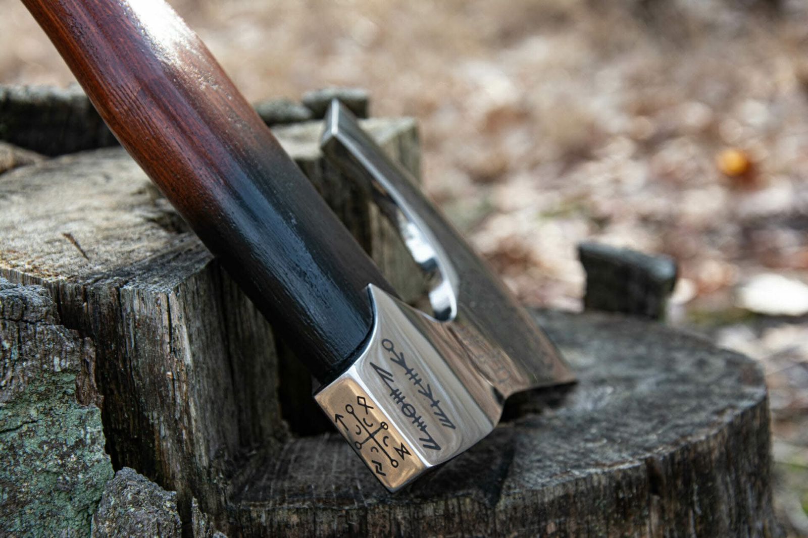 Viking Hand Axe with Celtic Knotwork and Runes Engraving