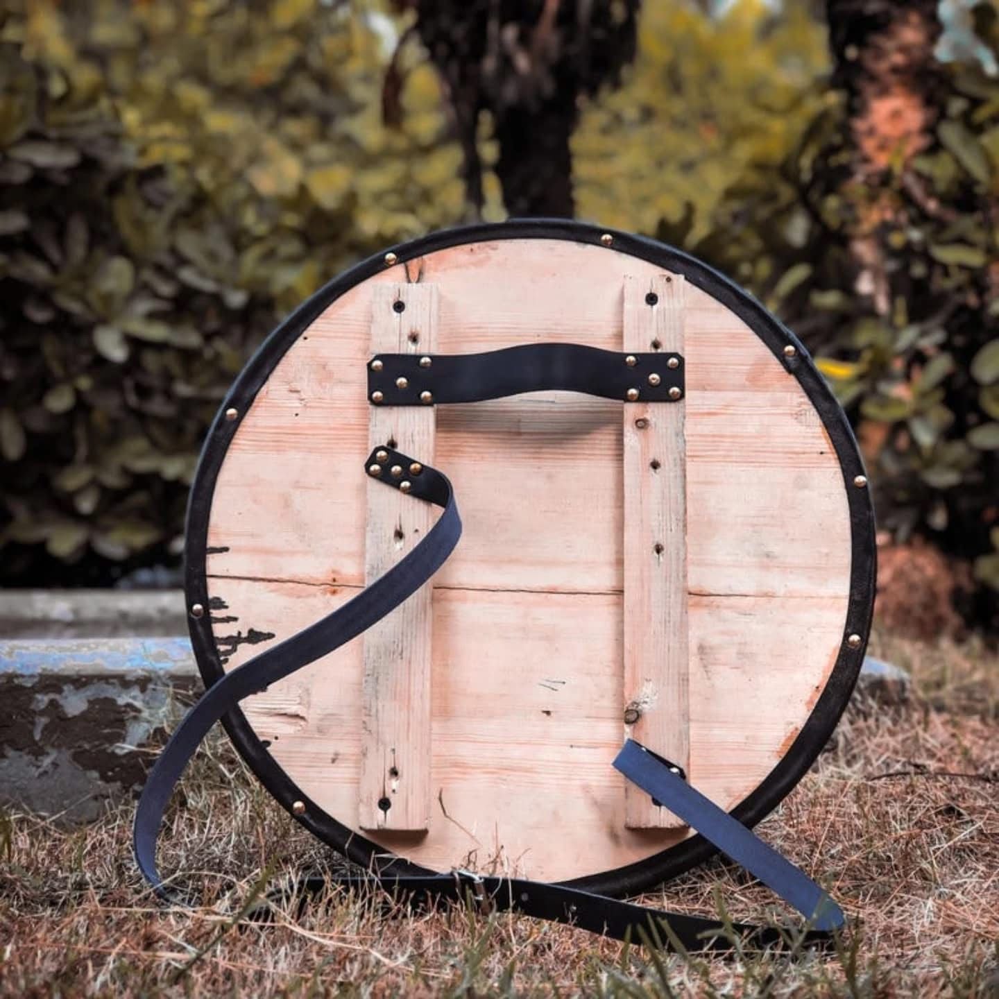 Viking Celtic Shield – Handcrafted Wooden Design with Intricate Carvings