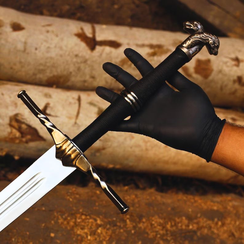 Classic Viking Sword with Tapered Blade and Leather-Wrapped Handle