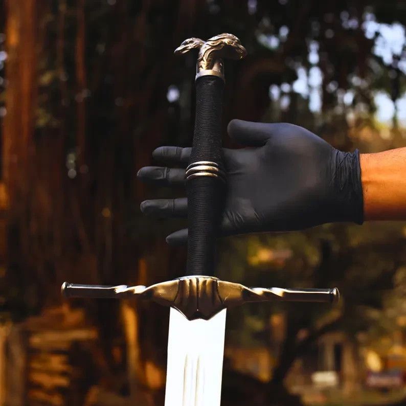 Classic Viking Sword with Tapered Blade and Leather-Wrapped Handle