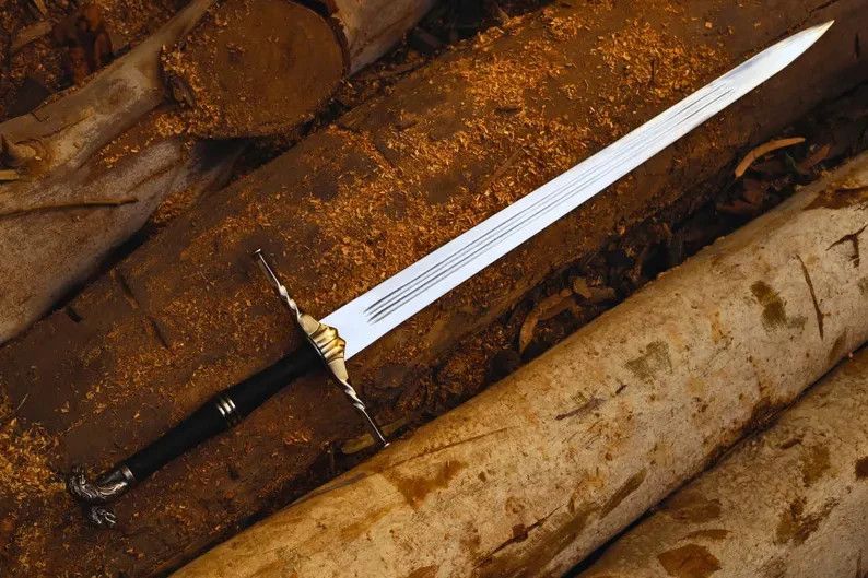 Classic Viking Sword with Tapered Blade and Leather-Wrapped Handle