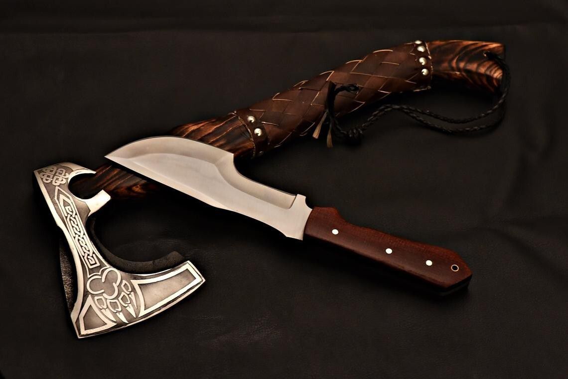 Viking Axe and Knife Set with Celtic Design