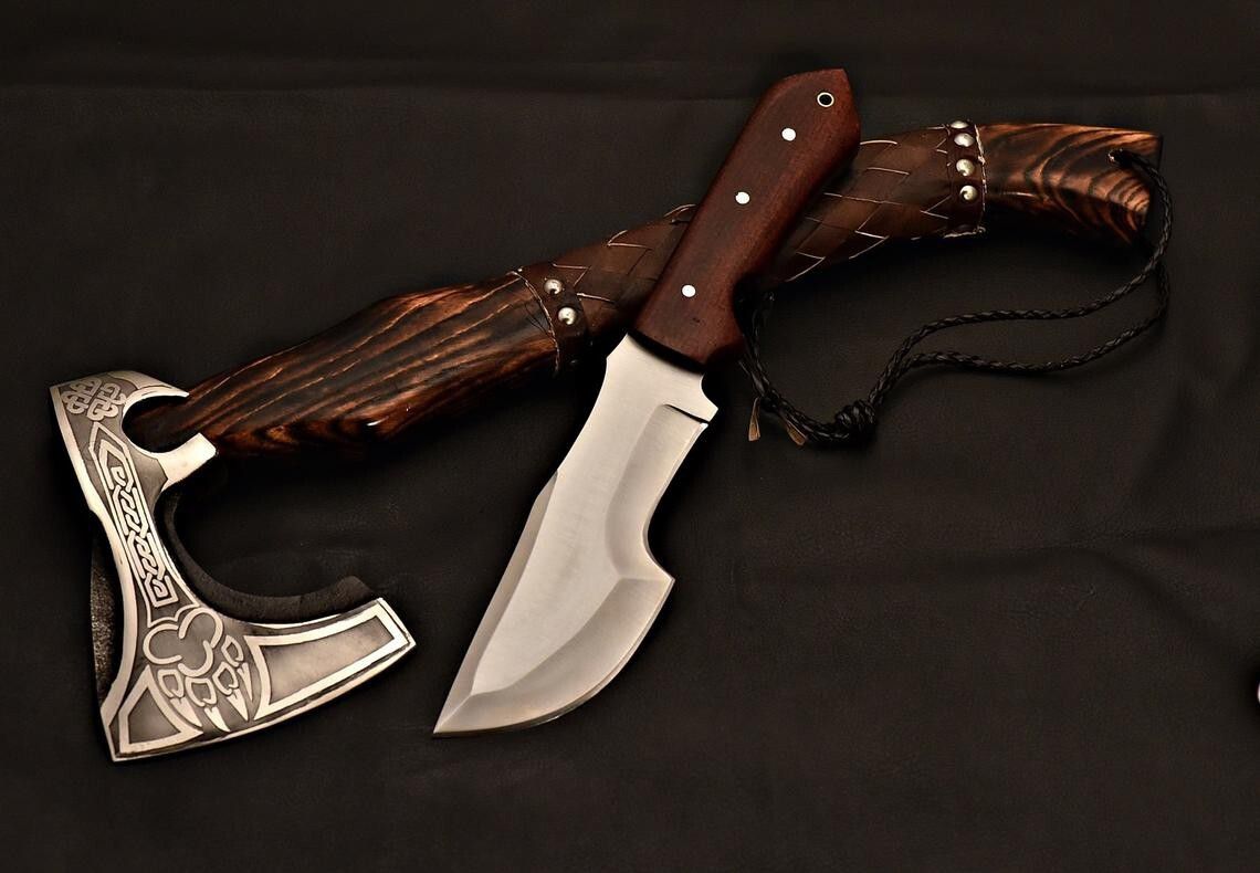 Viking Axe and Knife Set with Celtic Design