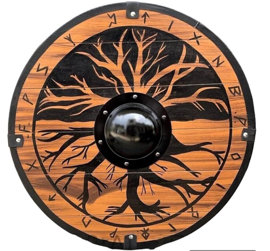 Viking Shield with Yggdrasil Tree Design and Runes