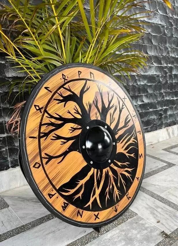 Viking Shield with Yggdrasil Tree Design and Runes