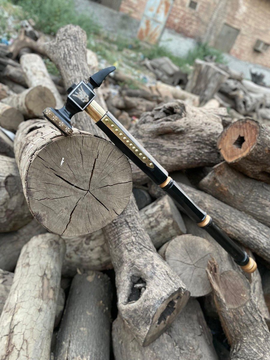 Black & Gold War Hammer – Handcrafted Heavy Battle Hammer with Engraved Detailing