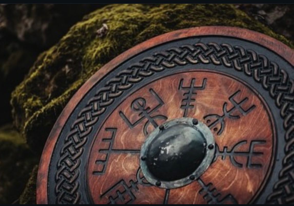 Viking Shield with Norse Runes and Celtic Knotwork Design