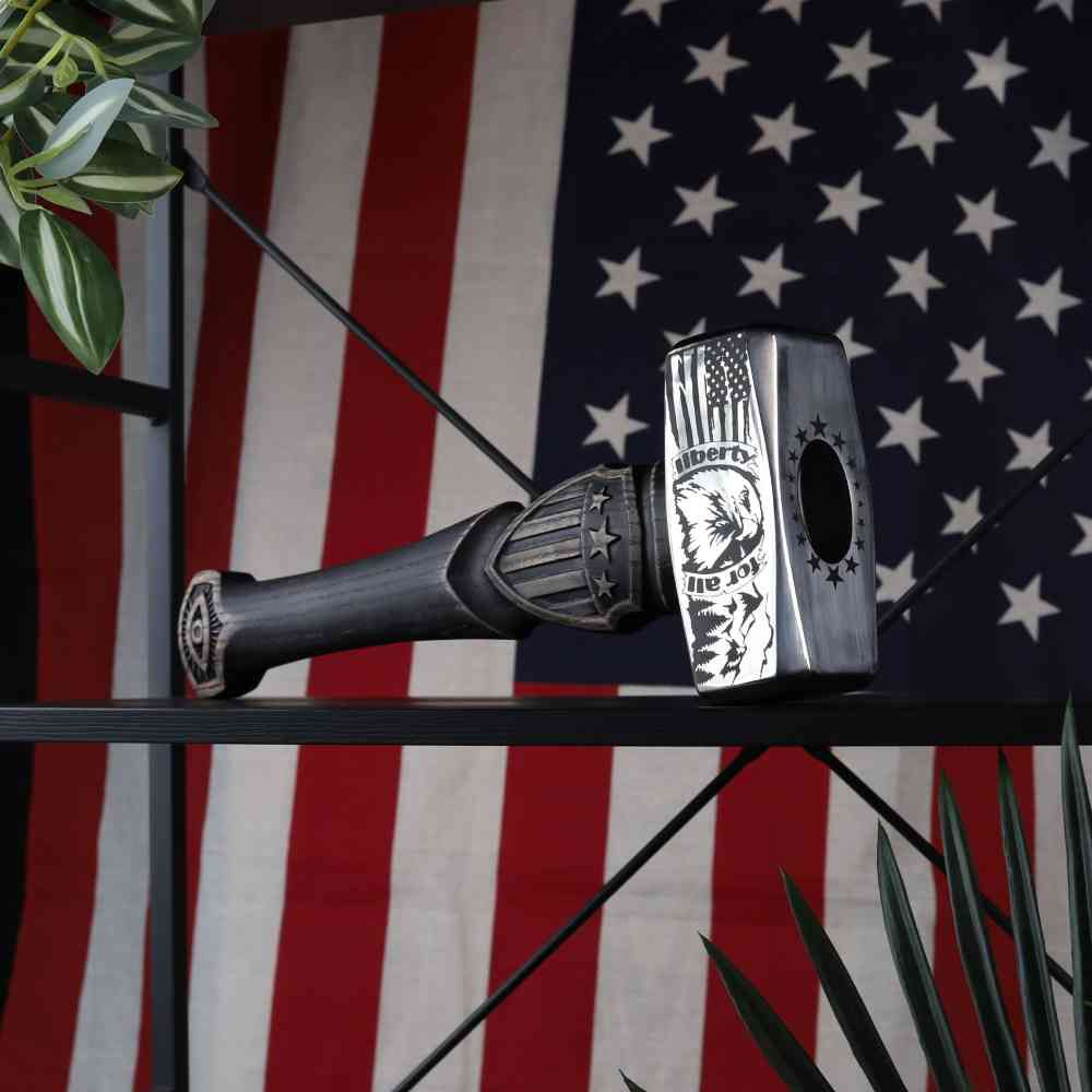 Patriotic Liberty Hammer Set – Engraved American Eagle Steel Hammer + Premium Wooden Display Box