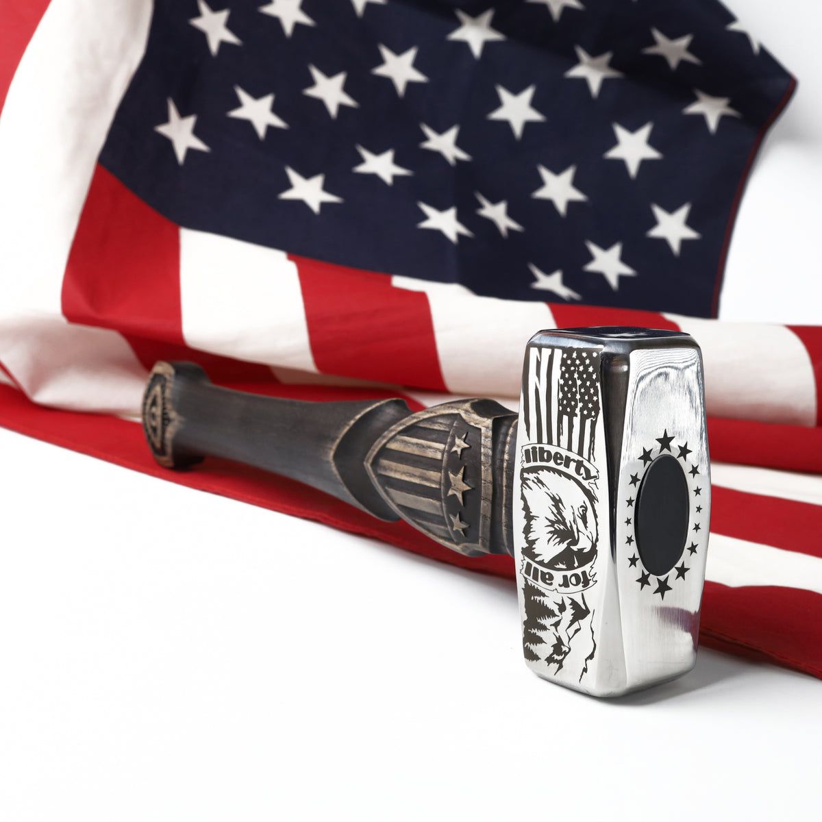 Patriotic Liberty Hammer Set – Engraved American Eagle Steel Hammer + Premium Wooden Display Box