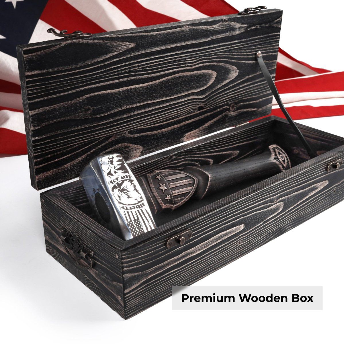 Patriotic Liberty Hammer Set – Engraved American Eagle Steel Hammer + Premium Wooden Display Box
