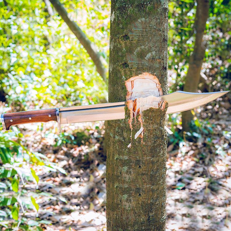 Large Tactical Survival Knife – Heavy Duty Blade with Wooden Handle