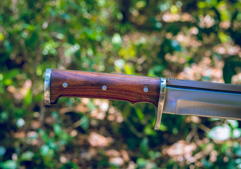 Large Tactical Survival Knife – Heavy Duty Blade with Wooden Handle