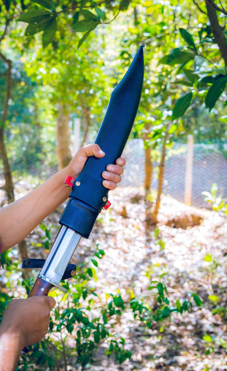 Large Tactical Survival Knife – Heavy Duty Blade with Wooden Handle