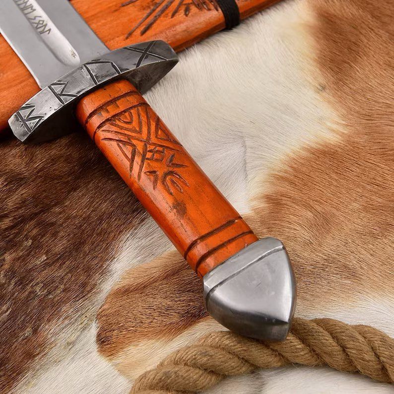 Viking Sword with Carved Wooden Sheath