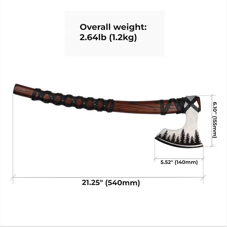 🪓 Forest Reaver – Viking Bearded Axe with Woodland Engraving