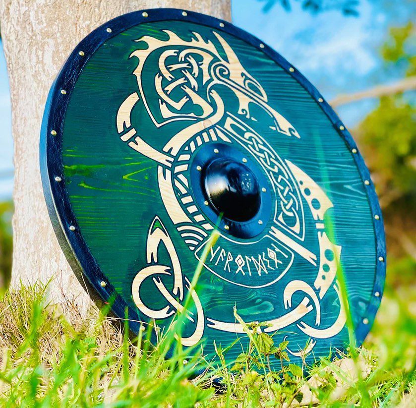 Viking Shield with Dragon and Celtic Knotwork Design