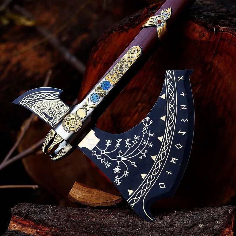 Leviathan Axe – God of War Replica | Hand-Forged Steel with Norse Rune Engravings
