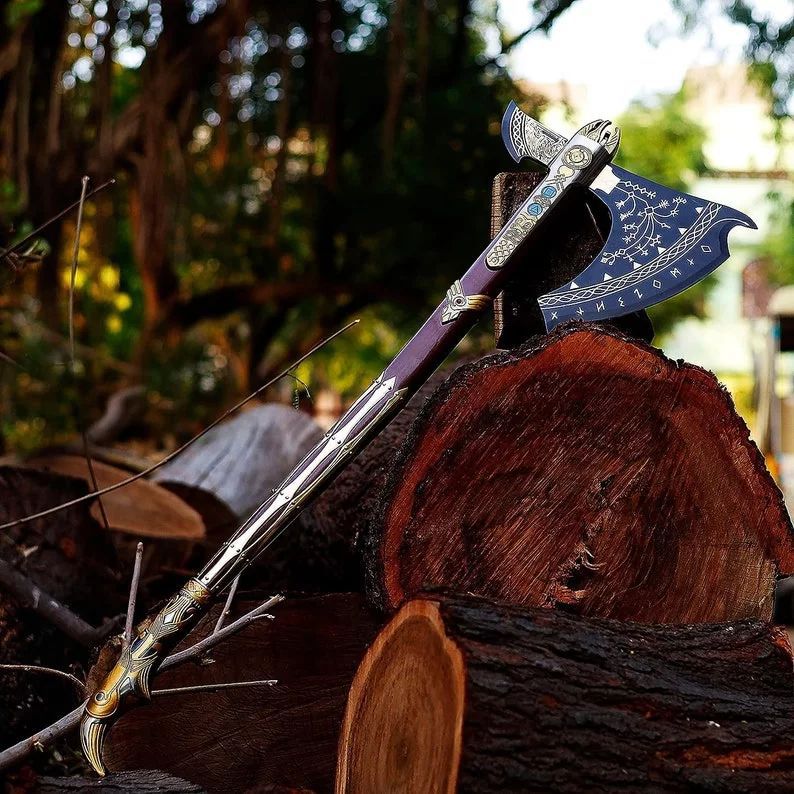 Leviathan Axe – God of War Replica | Hand-Forged Steel with Norse Rune Engravings