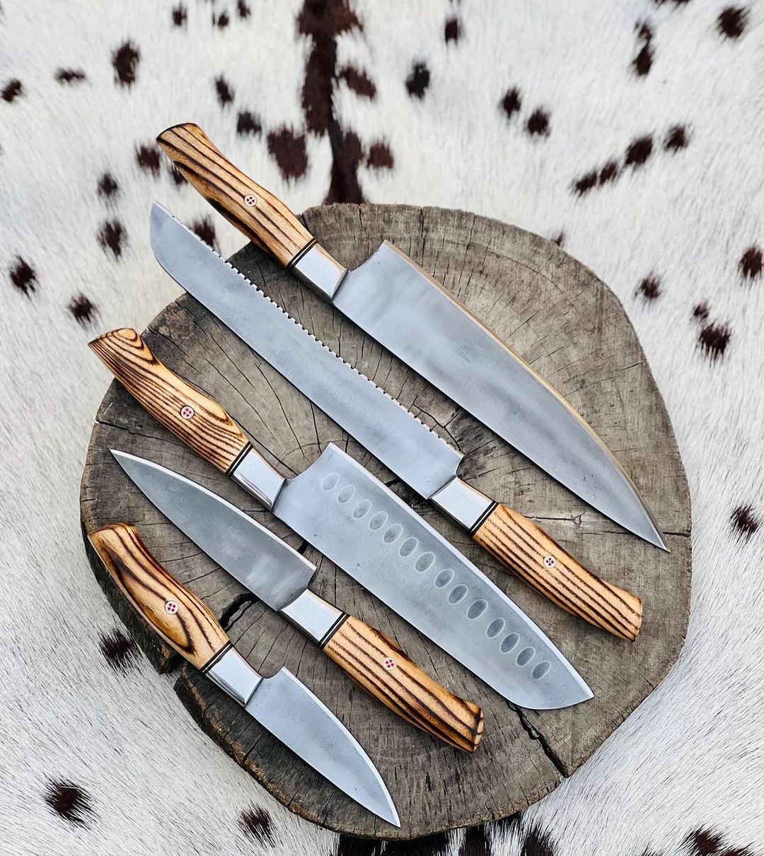 Premium Kitchen Knife Set with Olive Wood Handles