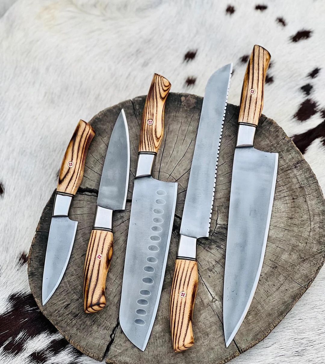 Premium Kitchen Knife Set with Olive Wood Handles