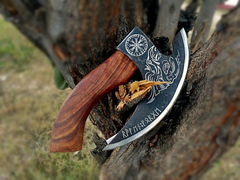 Viking Skull Themed Pizza Cutter with Norse Runes