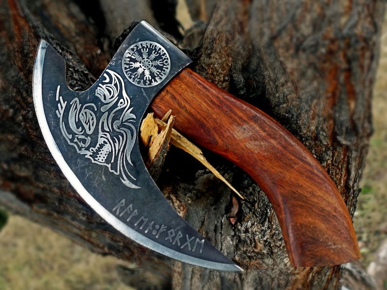 Viking Skull Themed Pizza Cutter with Norse Runes