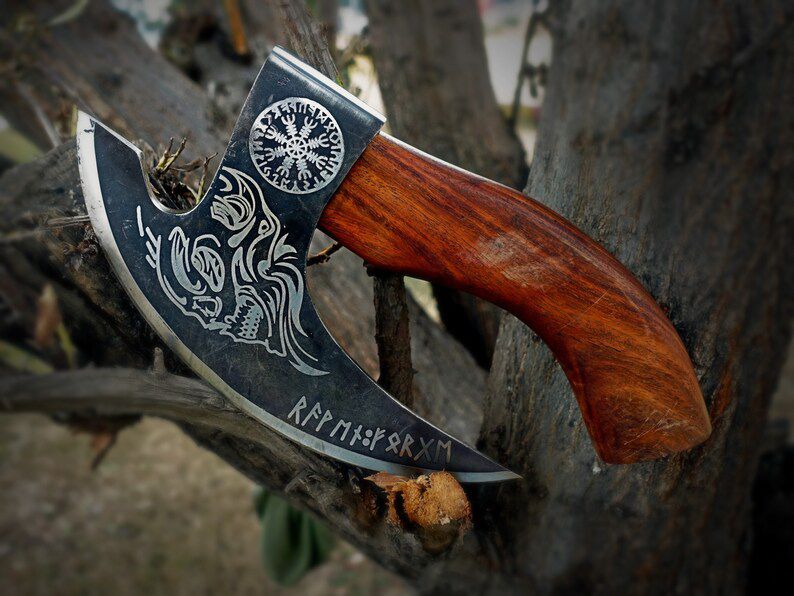 Viking Skull Themed Pizza Cutter with Norse Runes