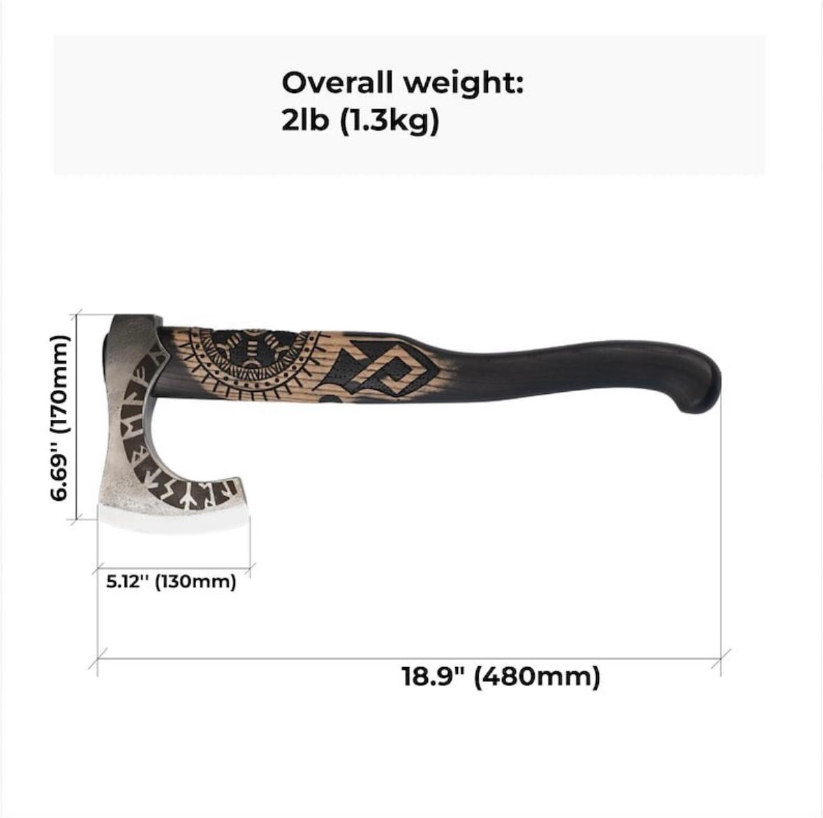 Black Runes Axe – Handcrafted Viking Bearded Axe with Carved Handle