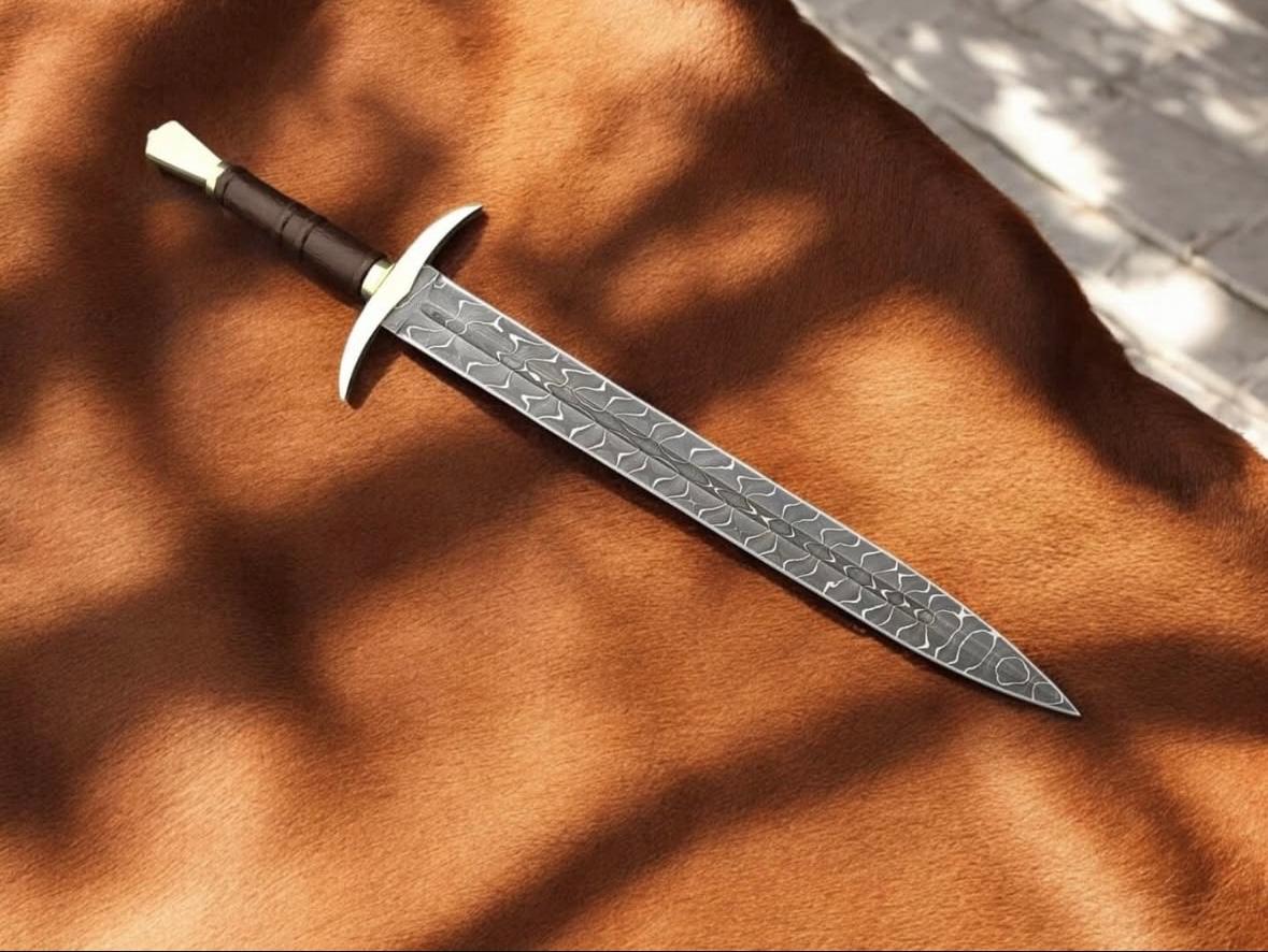 Forged Pattern-Steel Short Sword – Handcrafted Medieval-Style Blade