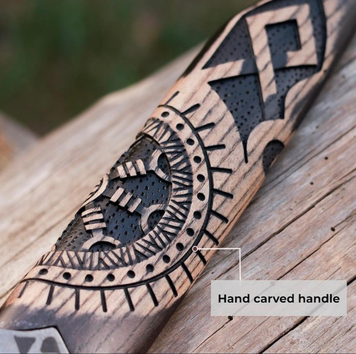 Black Runes Axe – Handcrafted Viking Bearded Axe with Carved Handle