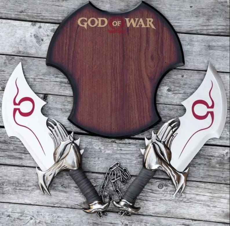 God of War Blades of Chaos Replica - Dual Swords with Display Plaque