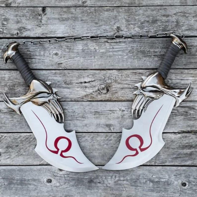 God of War Blades of Chaos Replica - Dual Swords with Display Plaque