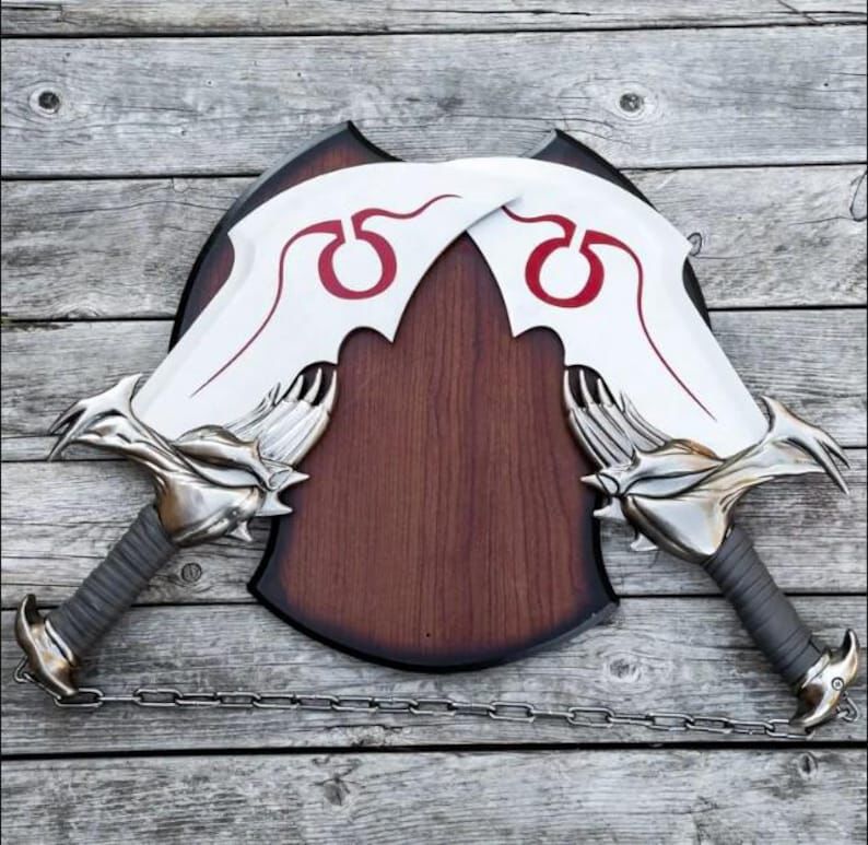 God of War Blades of Chaos Replica - Dual Swords with Display Plaque