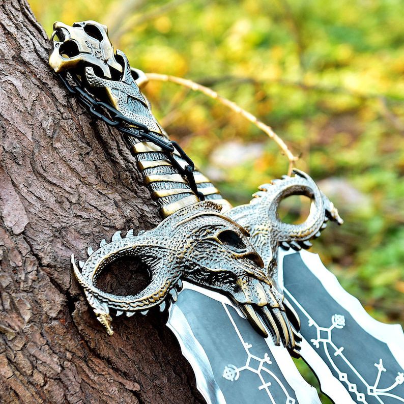 God of War Blades of Chaos – Metal Twin Swords with Wall Plaque