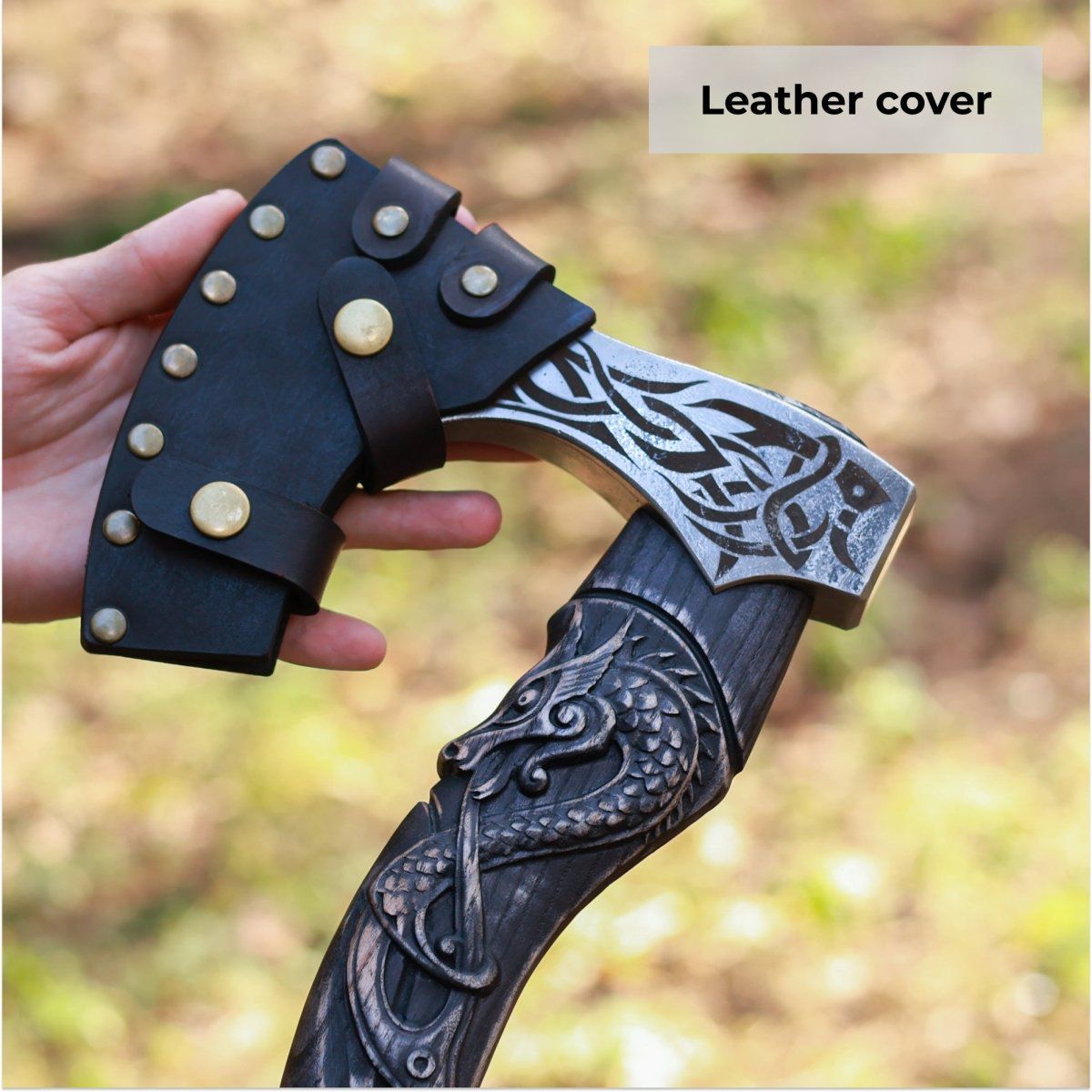 Viking Dragon Engraved Hand Axe – Decorative Norse Style Hatchet