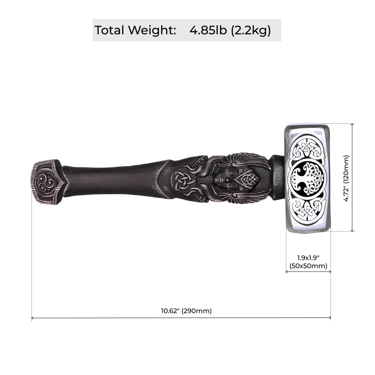 Celtic Tree of Life War Hammer – Engraved Decorative Hammer