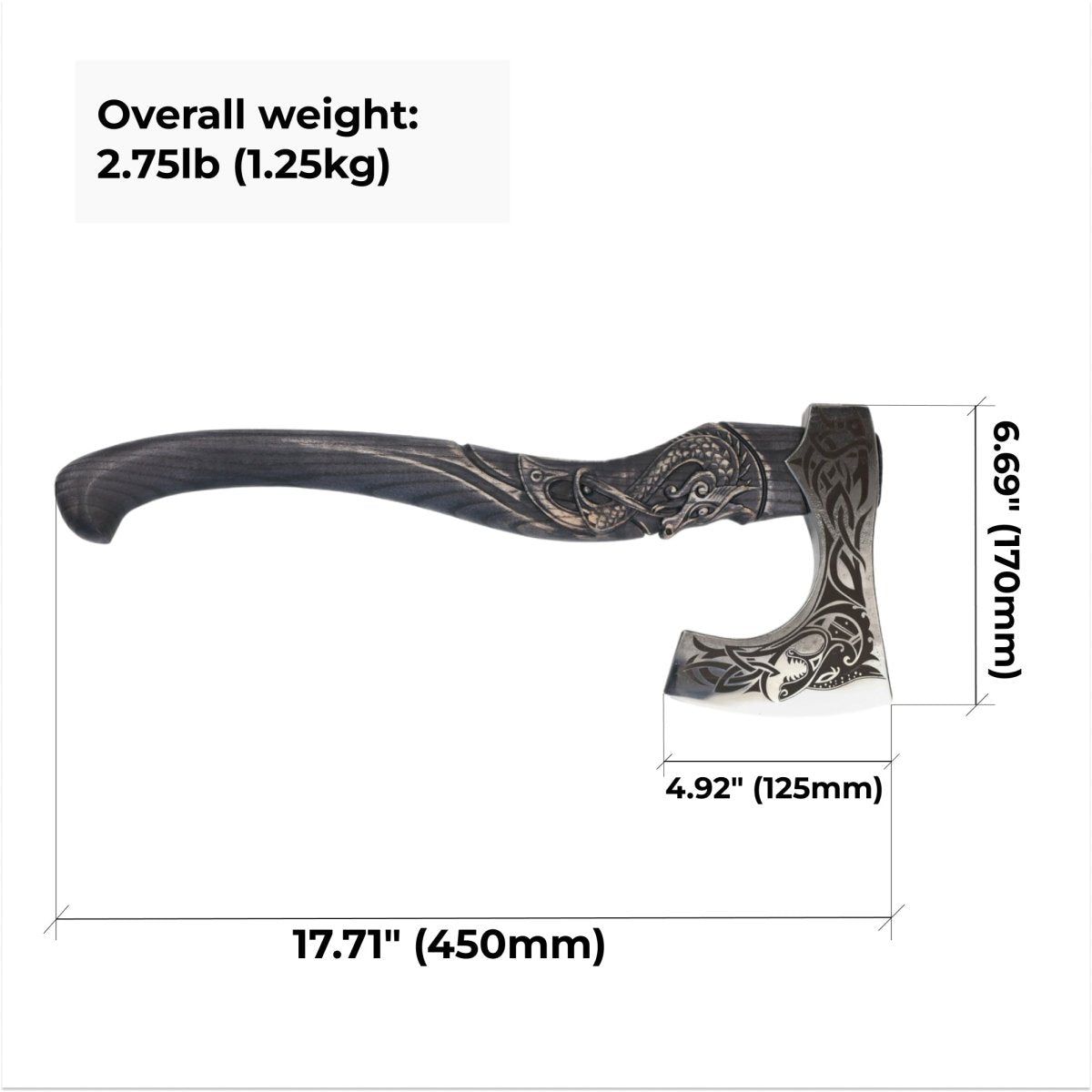 Viking Dragon Engraved Hand Axe – Decorative Norse Style Hatchet