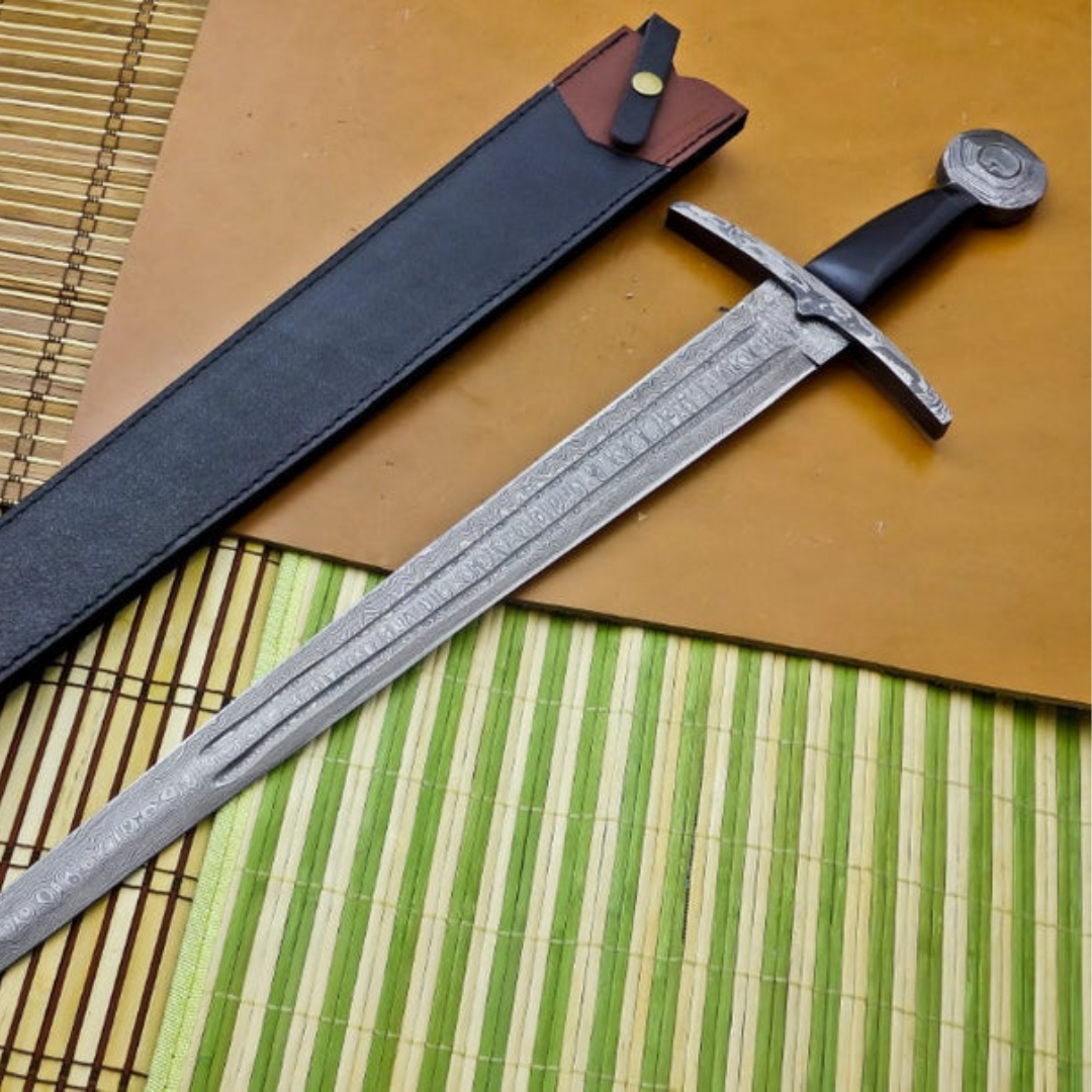 Damascus steel Viking  Custom Handmade 28" Bull Horn Handle Sword
