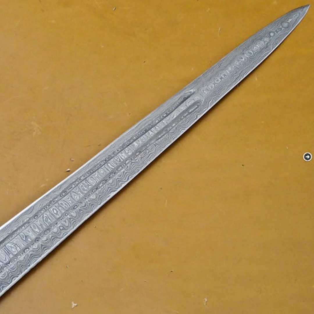 Damascus steel Viking  Custom Handmade 28" Bull Horn Handle Sword