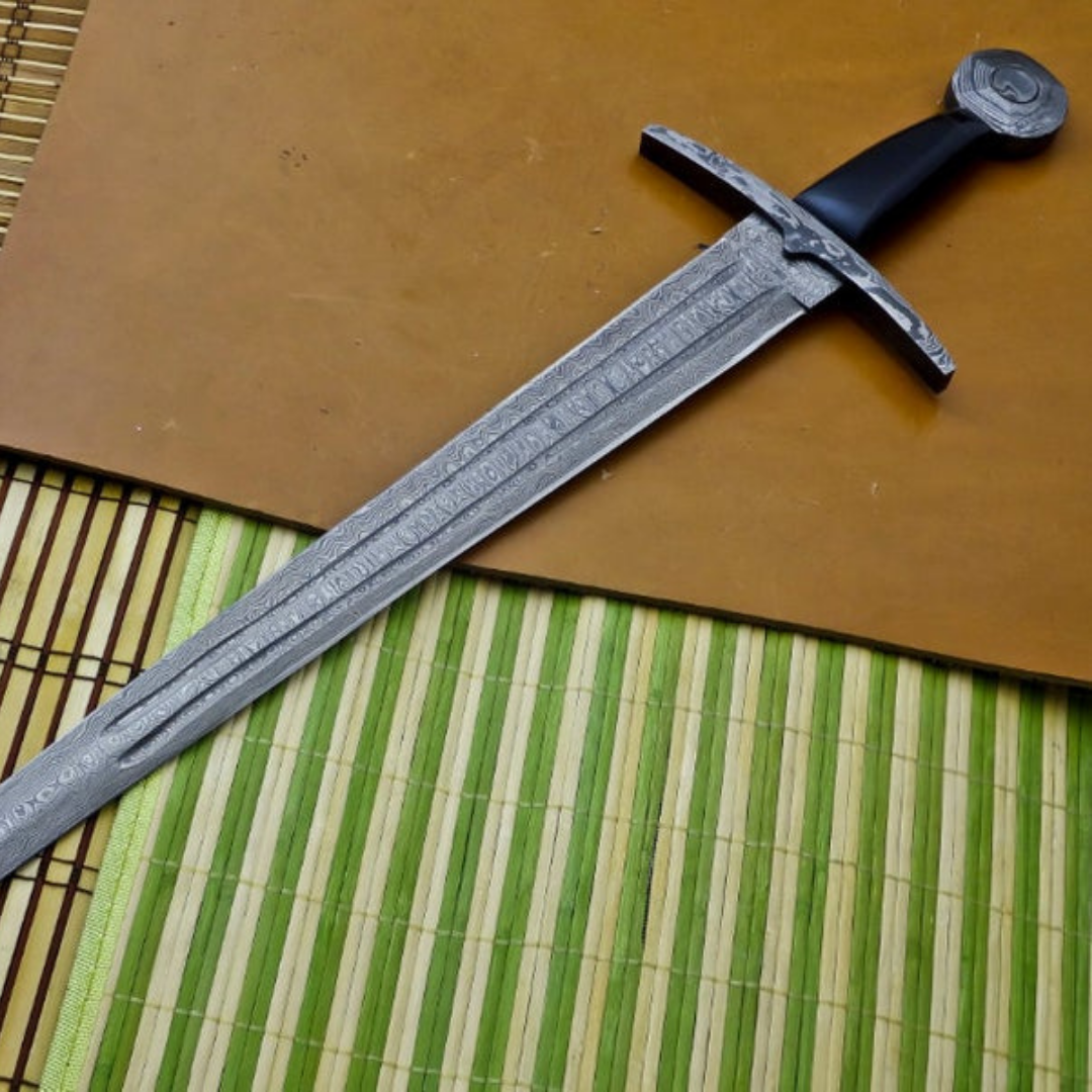 Damascus steel Viking  Custom Handmade 28" Bull Horn Handle Sword