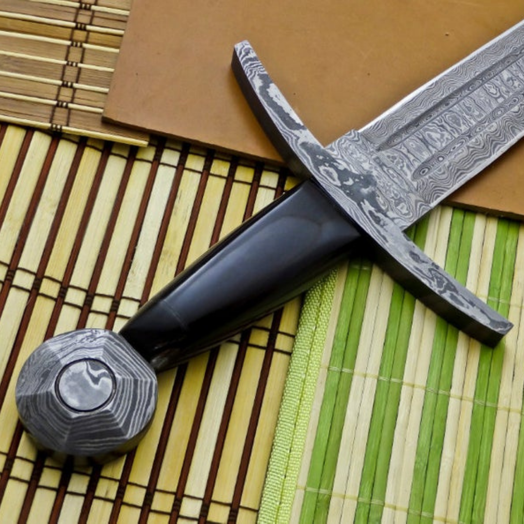 Damascus steel Viking  Custom Handmade 28" Bull Horn Handle Sword