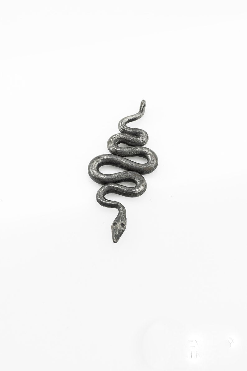 Loki,Snake Pendant Handmade Forged Jewellery Blacksmith Iron Steel Serpents Necklace History Fantasy Viking Gift