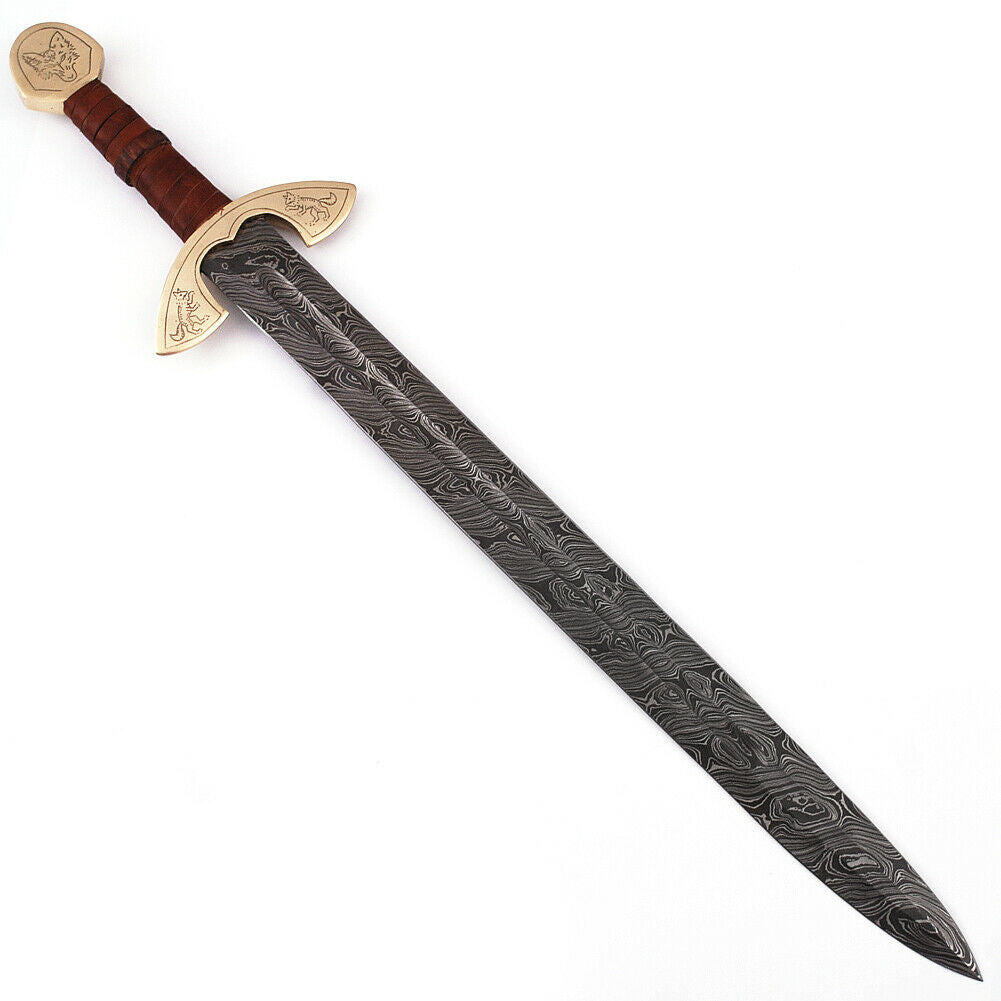 UlfSune Fang Damascus Steel Viking Carolingian Battle Ready Sword 32 inches