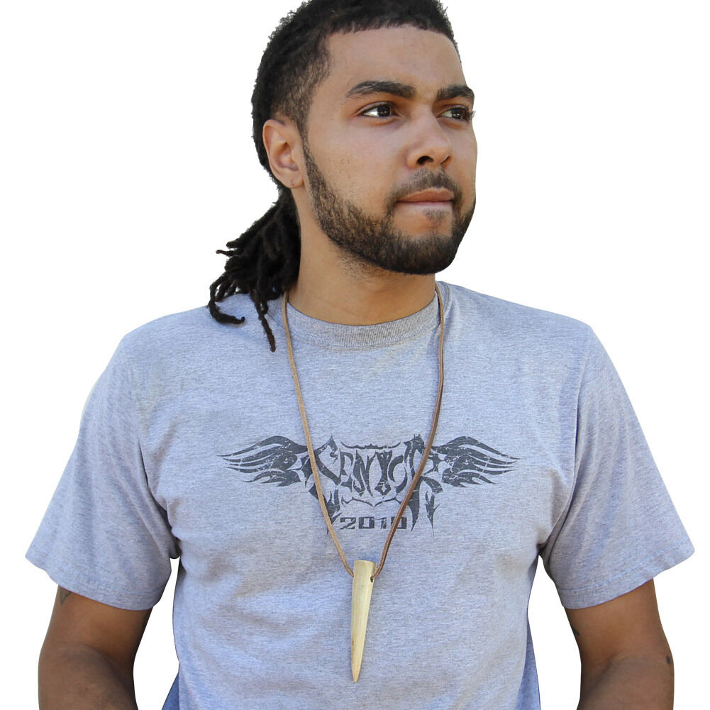 All Natural Tooth Carved From Bovine Horn Pendant, Leather Necklace