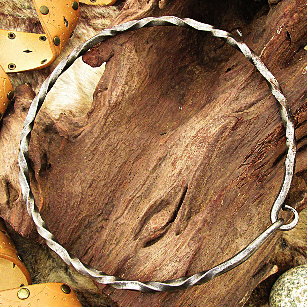 Handmade Lady of the Realm Renaissance Viking Knight's Iron Steel Torc Necklace